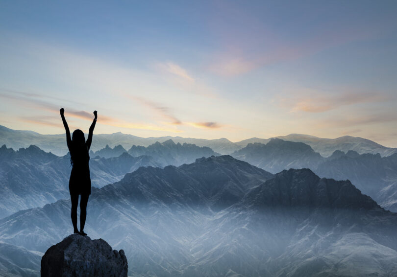 woman on mountain top