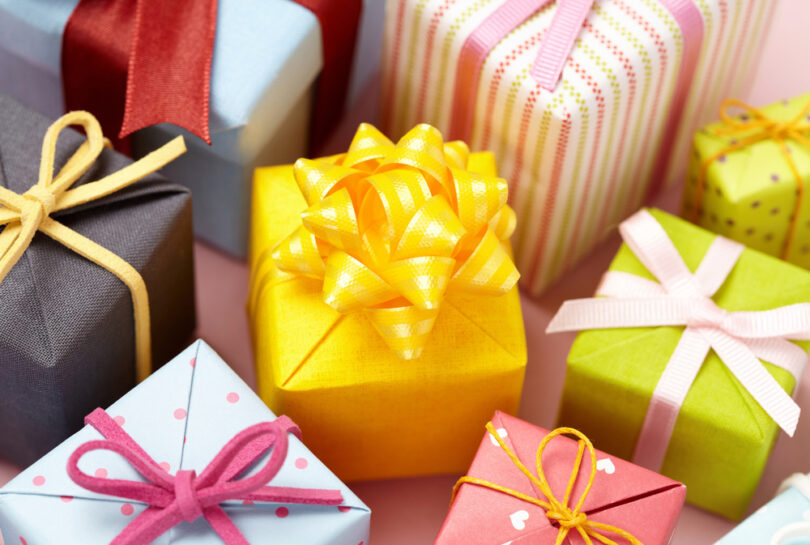 gifts with ribbon and bows